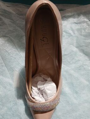 Rouge Helium Blush Pointed Toe Flats with Crystal Strap